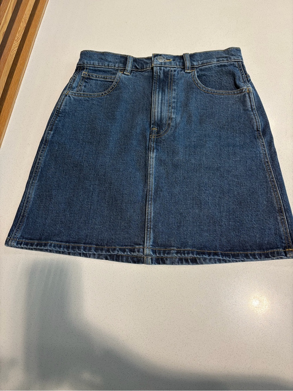 Everlane Blue Denim A-Line Mini Skirt